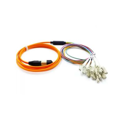 MTP / MPO To LC Flat Cable Fanout 0.9mm Optical Fiber Patch Cable Multimode 